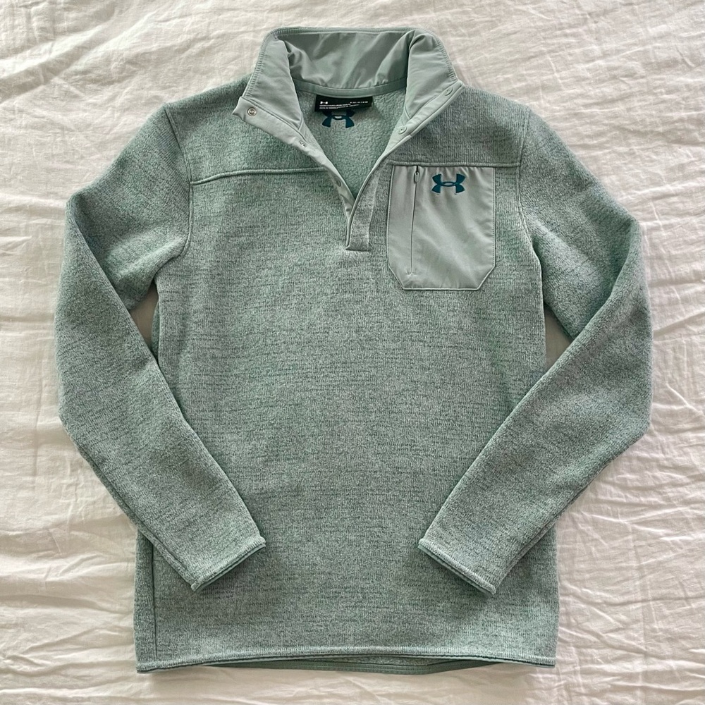Under Armour Seafoam Mint Green Quarter Zip Sweater with Cozy Fleece Material
